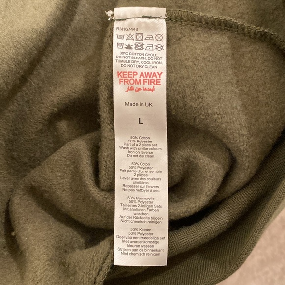 MAN boohoo Man Olive Green hoodie Size Large Training Dept.  Made in UK - Picture 6 of 10